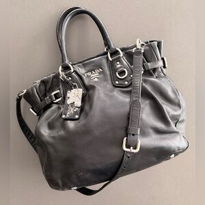 Prada soft leather handbag with removable shoulder strap
